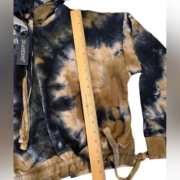 Blank NYC Blue and Brown Tie Dye Drawstring Hoodie Pullover Size M NWT - Picture 7 of 15